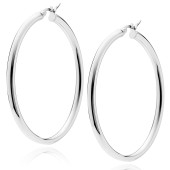 Cercei rotunzi argint Ø50 mm x 3 mm Classic Hoops DiAmanti KHR350R-DIA